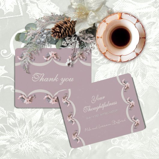 Viktorianisches Blumenband in Rose Vielen Dank Dankeskarte