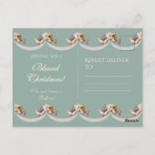 Viktorianisches Blumenband Segen in Grün Postkarte (Rückseite)