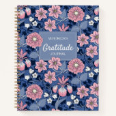 Viktorianisches Blumendankensblatt in Blau und Ros Notizblock (Vorderseite)