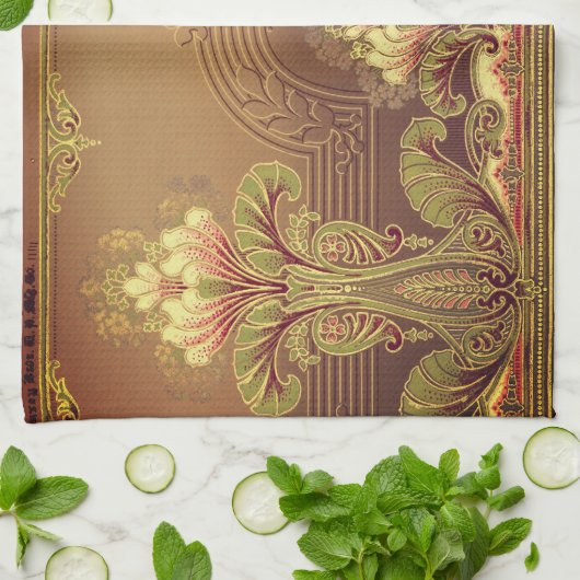 Viktorianisches Blumenfriedel, elegante Blume Juge Geschirrtuch (Gefaltet)