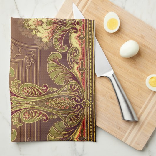 Viktorianisches Blumenfriedel, elegante Blume Juge Geschirrtuch (Viertel Falte)