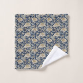 Viktorianisches BlumenhandtuchSet - Indigo Chrysan Badhandtuch Set (Waschlappen)