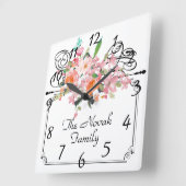 Viktorianisches Blumenhängezeichen Hochzeitswand Quadratische Wanduhr (Winkel)