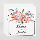 Viktorianisches Blumenhängezeichen Save the Date w (Vorne/Hinten)