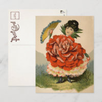 Viktorianisches Blumenmädchen Postkarte 