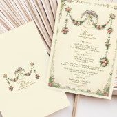 Viktorianisches Blumenmenü Delikatessen Einladung