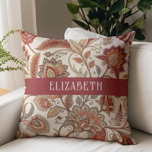 Viktorianisches Blumenmuster Chintz Monogramm Name Kissen