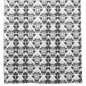 Viktorianisches Blumenmuster Nahtlos Schwarz-weiß Duschvorhang (Vorderseite)