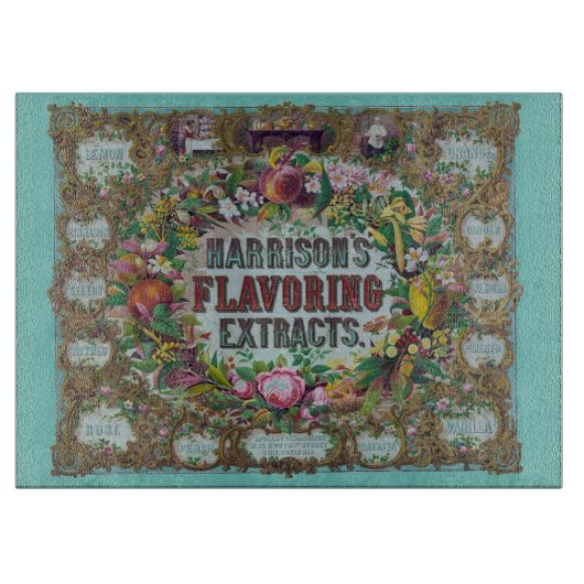 Viktorianisches Blumenobst Backextrakt aquamarin r Schneidebrett (Vorderseite)