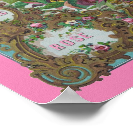 Viktorianisches Blumenobst Backextrakte Rosa aquam Poster (Ecke)
