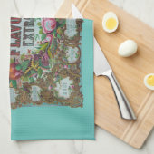 Viktorianisches Blumenobst Backextrakte Vintag Geschirrtuch (Viertel Falte)