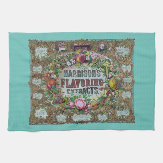 Viktorianisches Blumenobst Backextrakte Vintag Geschirrtuch (Horizontal)