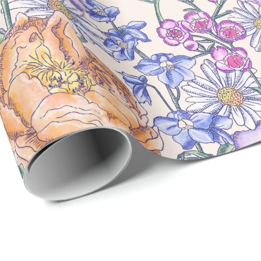 Viktorianisches Blumenpapier Geschenkpapier (Rolleneckpunkt)