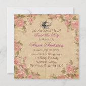 viktorianisches, blumenreiches Vintages Brautparty Einladung (Rückseite)