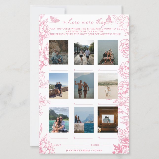 Viktorianisches Blumenrosa und Weißes Brautparty (Vorderseite)