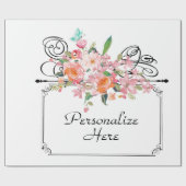 Viktorianisches Blumenschild Hochzeit pink weiß Geschenkpapier (Flach)