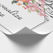 Viktorianisches Blumenschild Hochzeit pink weiß Geschenkpapier (Ecke)
