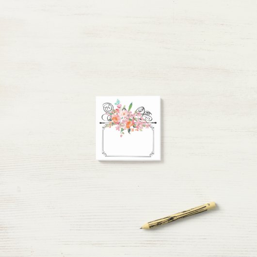 Viktorianisches Blumenschild Post-it Klebezettel (Auf Schreibtisch)