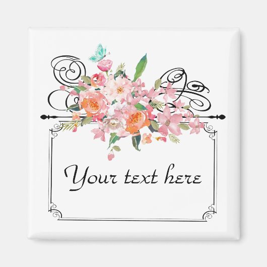 Viktorianisches Blumenschild zur Hochzeit Magnet (Vorne)