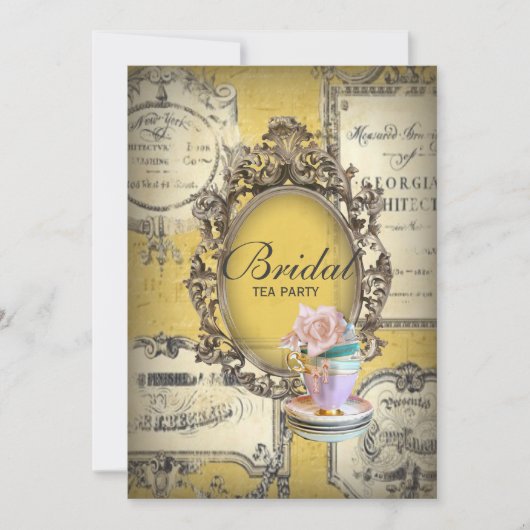 viktorianisches botanisches Brautparty Tee Party Einladung (Vorderseite)