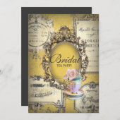 viktorianisches botanisches Brautparty Tee Party Einladung (Vorne/Hinten)