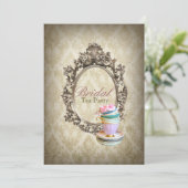 viktorianisches botanisches Brautparty-Tee-Party Einladung (Stehend Vorderseite)