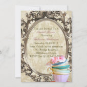 viktorianisches botanisches Brautparty-Tee-Party Einladung (Rückseite)