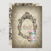 viktorianisches botanisches Brautparty-Tee-Party Einladung (Vorne/Hinten)