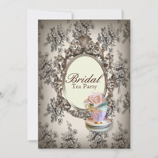 viktorianisches botanisches Brautpartytee-mit Einladung (Vorderseite)