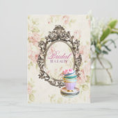 viktorianisches botanisches Brautpartytee-mit Einladung (Stehend Vorderseite)