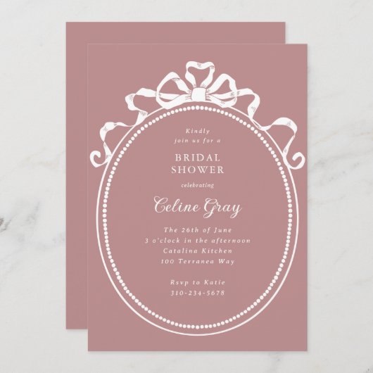 Viktorianisches Brautparty mit Rahmen aus antikem Einladung (Vorne/Hinten)