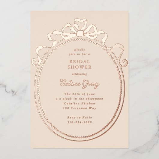 Viktorianisches Brautparty mit Rahmen aus antikem Folieneinladung (Vorderseite)