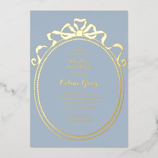 Viktorianisches Brautparty mit Rahmen aus antikem Folieneinladung (Vorderseite)