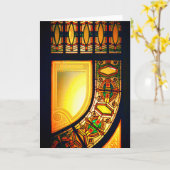 Viktorianisches Buntglas, Edelgold schwarz Karte (Gelbe Blume)