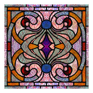 Viktorianisches Buntglas in Farbsplittern Fotodruck