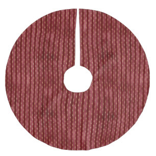 Viktorianisches Burgund und Goldstreifen Polyester Weihnachtsbaumdecke