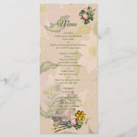 Viktorianisches Bush Garden Menü Menükarte (Vorderseite)