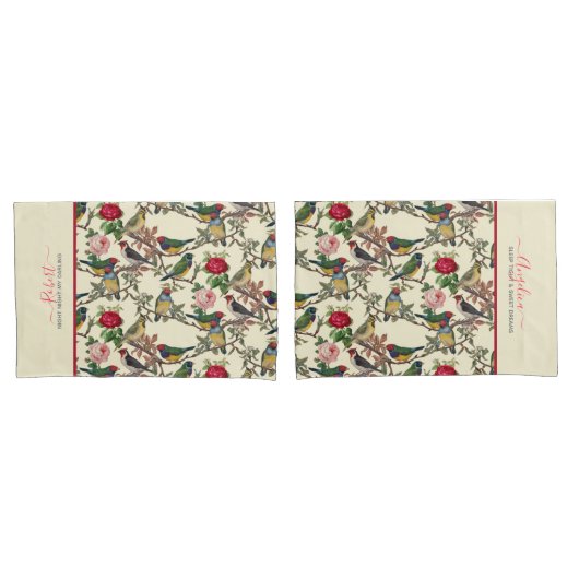 Viktorianisches Chintzy Scrapbook Retro Birds Must Kissenbezug (Vorderseite-Set)