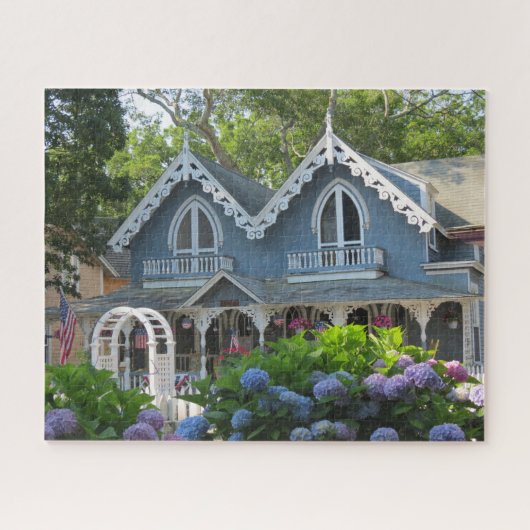 Viktorianisches Cottage in Blau - Martha's Vineyar Puzzle (Horizontal)