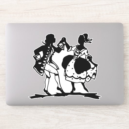 Viktorianisches Couple Dancing Silhouette Art Aufkleber (Computer)