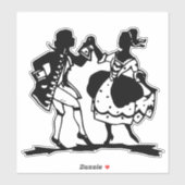 Viktorianisches Couple Dancing Silhouette Art Aufkleber (Blatt)