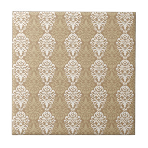 Viktorianisches Creme-Gold-Vintage-Damask-Spitzenm Fliese