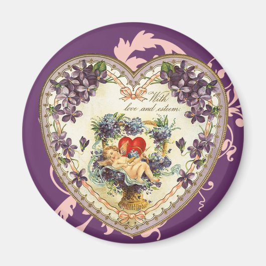 Viktorianisches Cupid Heart Magnet (Vorne)