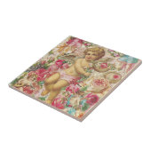 Viktorianisches Cupid und Rose Blumenkohl Fliese (Seite)