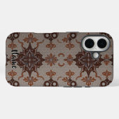 Viktorianisches Damask Brown Copper Muster Case-Mate iPhone Hülle (Rückseite (Horizontal))