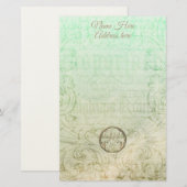 Viktorianisches Damast-Gold Briefpapier (Vorne/Hinten)