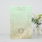 Viktorianisches Damast-Gold Briefpapier (Stehend Vorderseite)