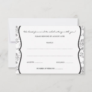 Viktorianisches Damast (schwarzes) UAWG oder RSVP Karte