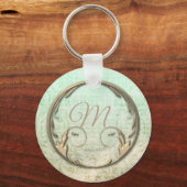 Viktorianisches Damastskriptgold grün Schlüsselanhänger (Vorderseite)