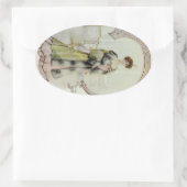 Viktorianisches Dame-Vintages französisches Modekl Ovaler Aufkleber (Tasche)